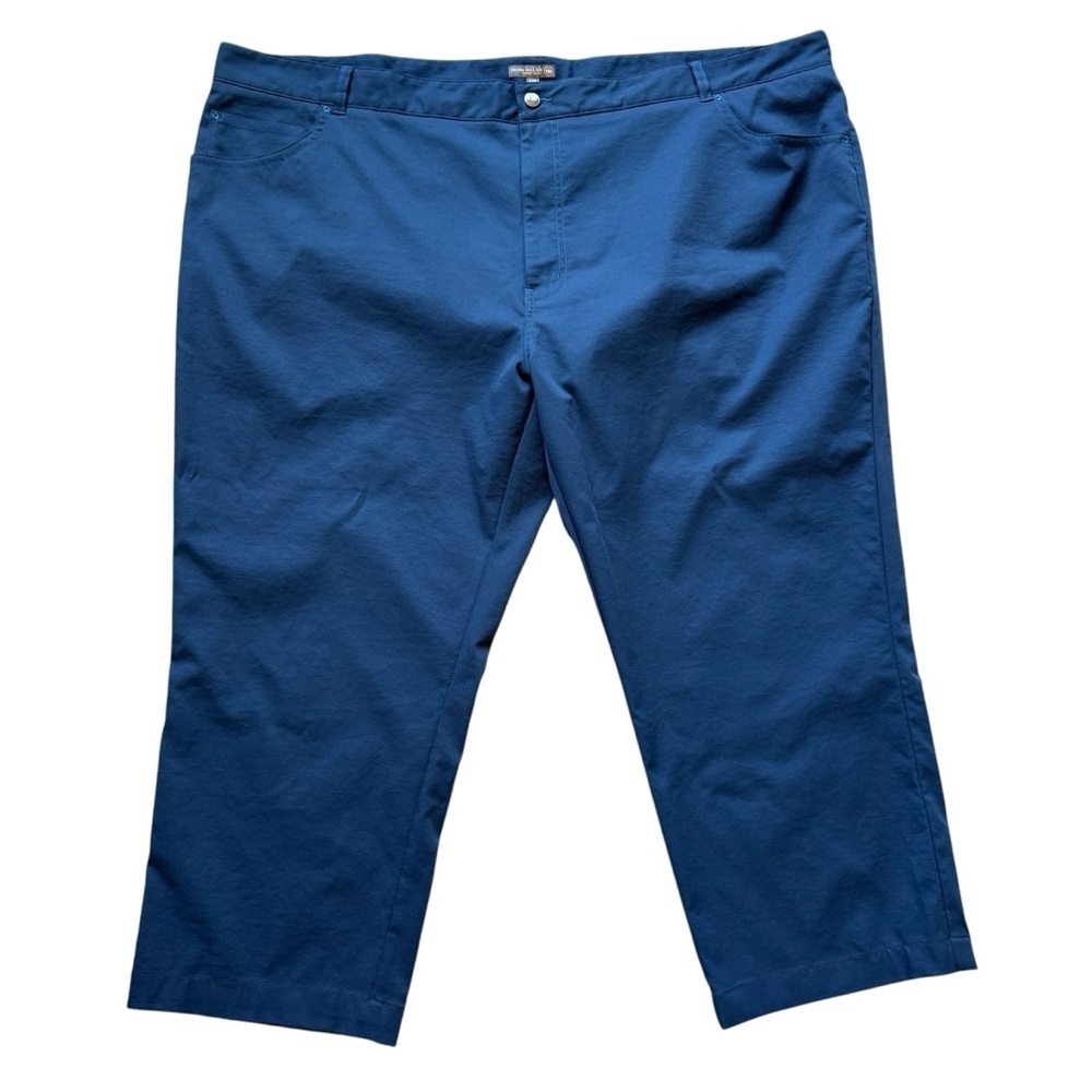 Peter Millar Men's Golf Cropped Pants Blue Size 52 Orange Trim Detailing Stretch